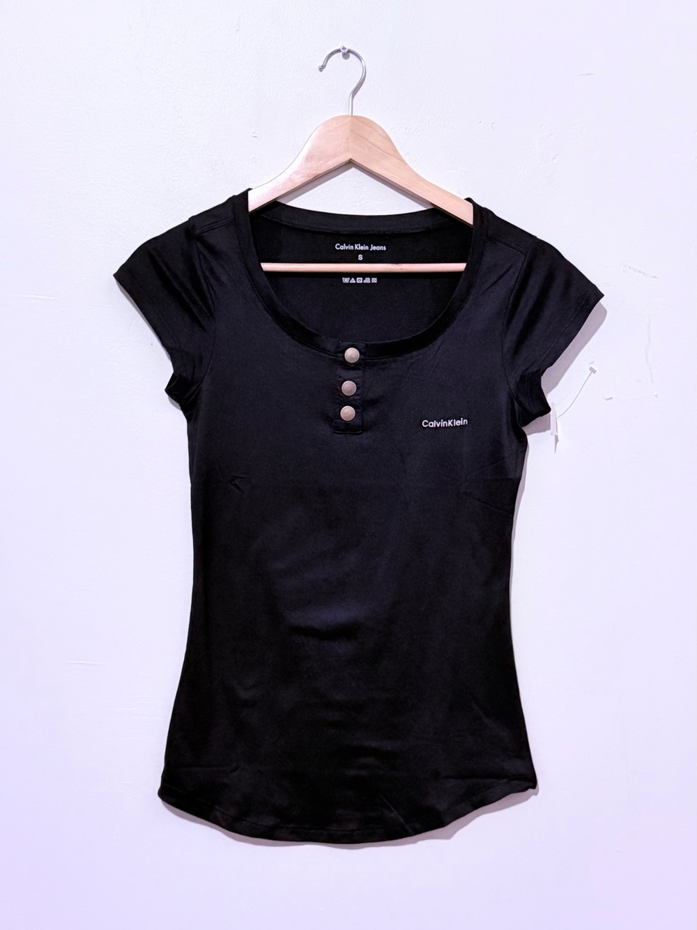 Calvin Klein Jeans Black Short Sleeve Henley Tee